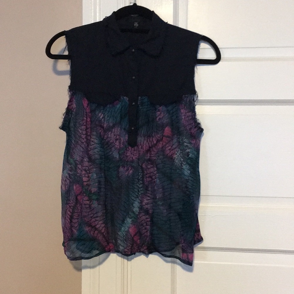 Raw hem silky top